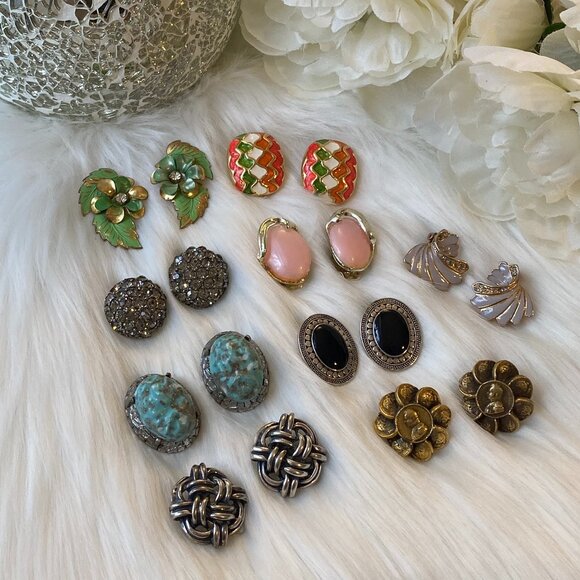 COLLECTION OF CLIP/SCREWBACK EARRINGS (TARA, CORO, 925 STERLING) - Picture 1 of 16